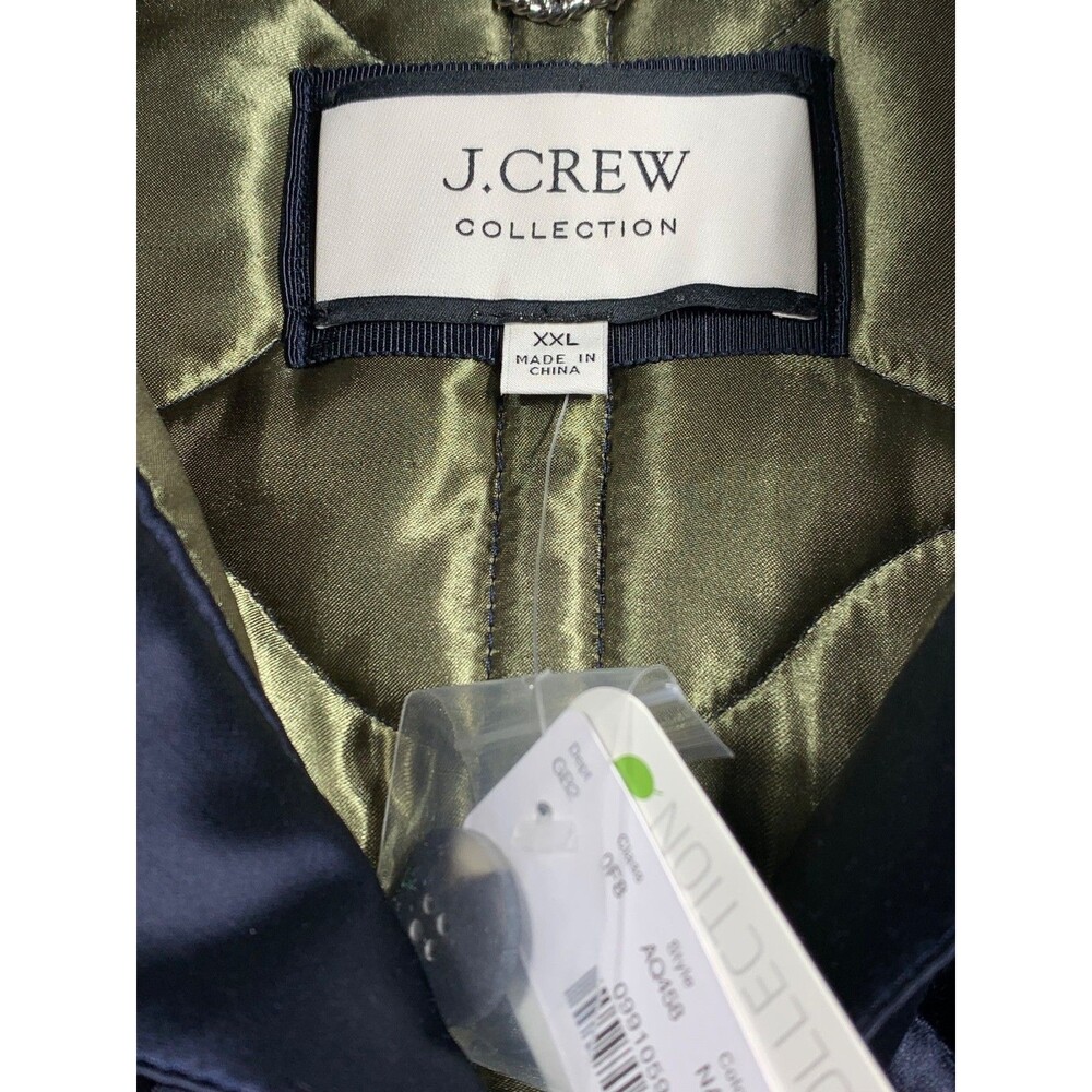 J Crew Collection Quilted Cocoon Coat XXL Navy Sherpa Collar Primaloft NWT - Picture 3 of 14